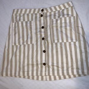 Gap Tan/White Button Down Skirt